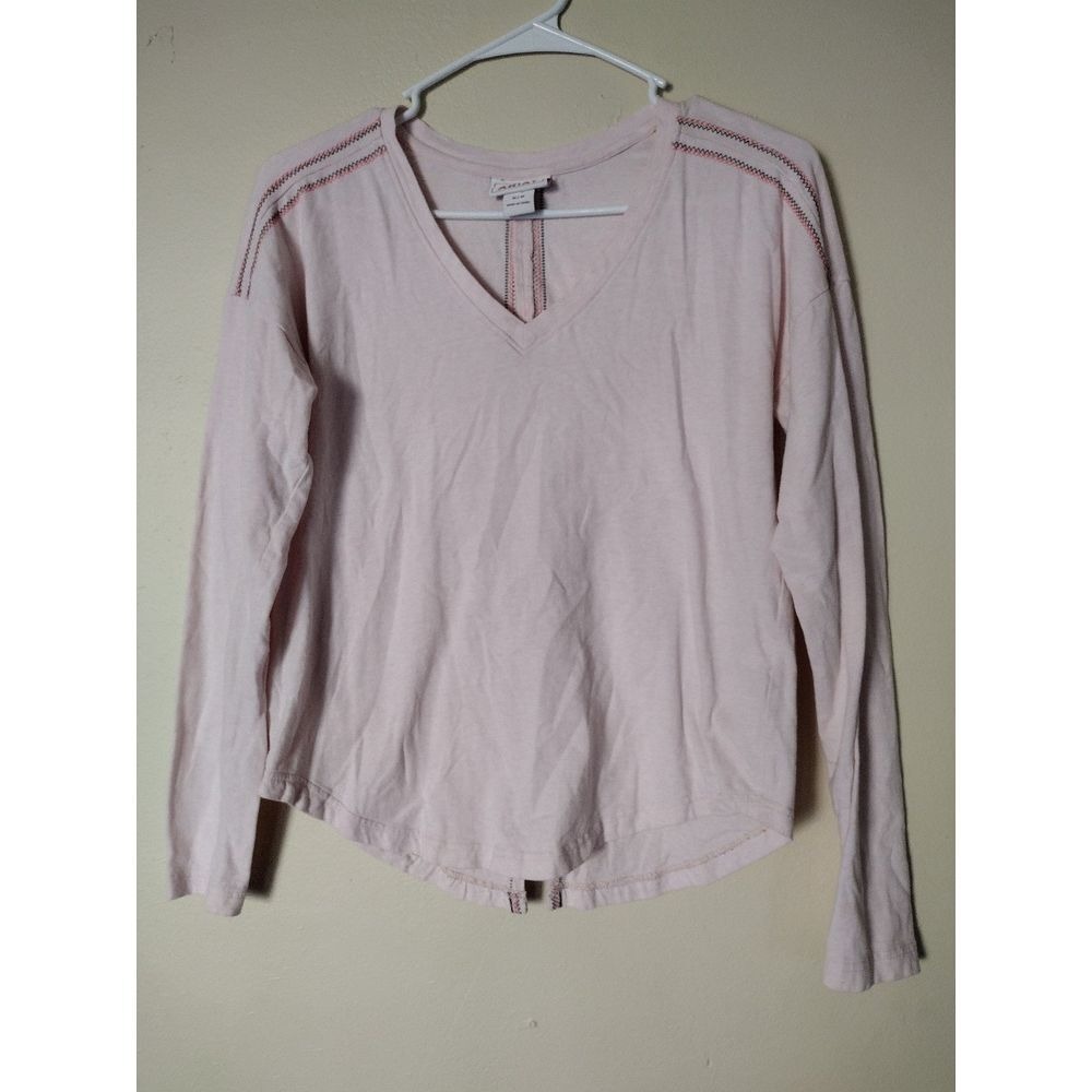 Ariat‎ Womens Pink V Neck Long Sleeve Embroidered Top Size M